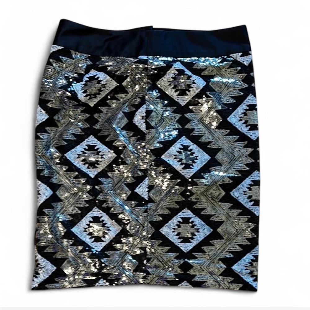 The Limited Black and Silver Sequin Pencil Skirt